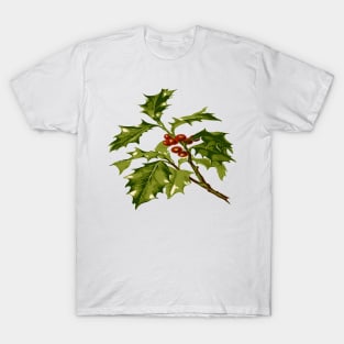 Sprig of Holly Christmas Red Berry T-Shirt